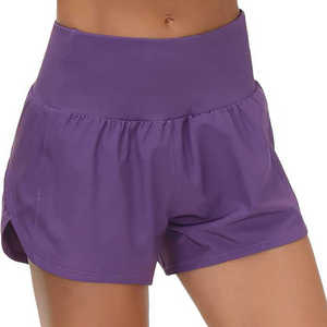 Short de sport pratique taille haute pour femme avec poche sans couture à cordon réglable et décoration à motif pour le yoga et le sport - Product Image 1