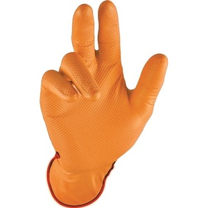 Disposable Nitrile Safety <b>Gloves</b> Orange Size 10-Strong Grip EN 388 & EN 374 PPE Category III 50-Piece Box by STRONGHAND - Product Image 1