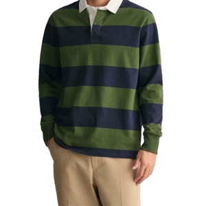 เสื้อโปโลสำหรับผู้ชายเสื้อรักบี้แขนยาวลายทางสไตล์สปอร์ตรักบี้2025ใหม่100% สั่งทำ - Product Image 4