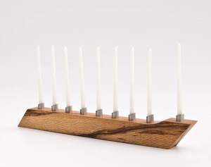 Bougeoir menorah en bois design moderne pour décoration de Noël, centre de table de mariage, bougeoir, décoration de table pour la maison - Product Image 1