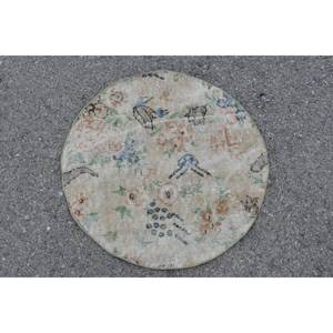 Alfombra turca Beige Vintage de 2,3x2,3 pies, hecha a mano, de lana, área grande, retales abstractos, pasillo, forma Rectangular, látex para decoración de habitación - Product Image 3