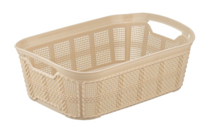 Panier de rangement en plastique sans BPA, adapté aux aliments, panier de rangement multifonctionnel, bac rectangulaire ouvert et ventilé, panier empilable, capacité de 3500 ml - Product Image 3