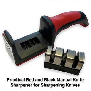 Pratico Affilacoltelli Manuale Rosso e Nero per Affilare Coltelli - Product Image 3