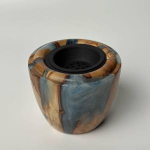 Quemador de incienso de madera de mango artesanal Bela de tonos azules personalizado 3x3 pulgadas para regalos o decoración del hogar con uso aromático - Product Image 2