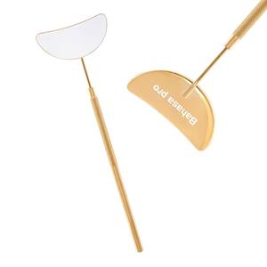 Miroir à cils en acier inoxydable doré durable, personnalisable, outils pour extensions de cils par Bahasa Pro - Product Image 1