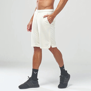 Pantalones cortos de baloncesto de código de humo blanco, tela ligera elástica de 4 vías, absorción de humedad, secado rápido, informal, con cordón contrastante - Product Image 3