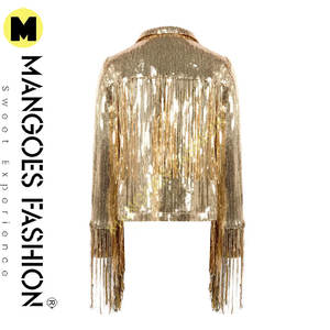 Chaqueta Acolchada Reflectante para Mujer, Prenda Exterior de Lona de Algodón Transpirable de Manga Larga a la Moda con Color Dorado - Product Image 5