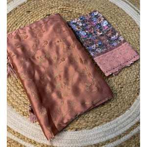 ผ้าส่าหรีผ้าไหมลายลาเต้น้ำหนักเบาผ้า2025สำหรับงานแต่งงานสไตล์อินเดีย - Product Image 5