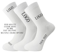 Chaussettes de sport blanches personnalisées en coton respirant, design simple, antidérapantes pour le basketball
