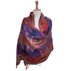 ผ้าคลุมไหล่ขนสัตว์คุณภาพสูงของผู้หญิงผ้าแจ็คการ์ดสำหรับฤดูหนาวพิมพ์ลายสี Mti สวมใส่สบายอบอุ่นและอ่อนนุ่มสำหรับเด็กผู้หญิง - Product Image 1