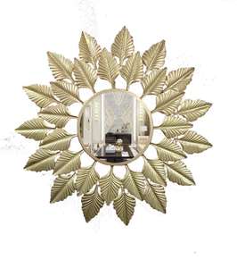 Espejo de pared para el hogar, espejo de color dorado, montado en la pared, de aluminio, redondo - Product Image 5