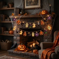 Guirlandes lumineuses d'Halloween 20 LED, lumières féériques d'automne, décorations à piles en option, guirlandes lumineuses mignonnes en forme de crâne pour la maison, la cour et le patio