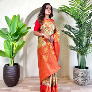 Indien Bollywood traditionnel exclusif Kanchipuram soie Saree élégant mariée fête de mariage porter doré Jari travail ethnique Blouse - Product Image 4