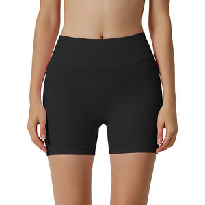 Women's Yoga Booty Shorts Black Color Seamless Regular Fit High <b>Waist</b> Eco-Friendly Quick Dry Breathable Spandex/Polyester - Product Image 1