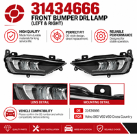 Feu antibrouillard avant gauche à LED, feu de jour 31434666 pour Volvo S90 XC60, pièces de rechange d'éclairage automobile