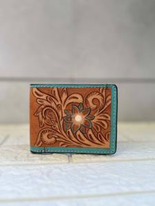 Nouveauté Portefeuille Homme en Cuir Ciselé à la Main Longue Fermeture Éclair Vente Chaude Mode Élégant Couleur Turquoise Porte-Monnaie Cadeau pour Lui - Product Image 2