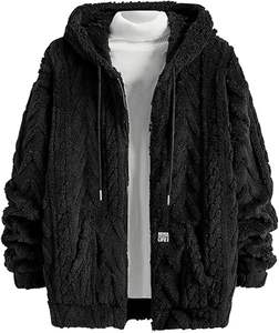 Chaqueta de imitación para hombre, chaqueta bomber con forro polar negro cálido, chaqueta de motocicleta para hombre, abrigo informal - Product Image 1