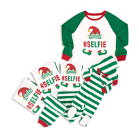 Ensemble de pyjama décontracté pour la famille Elf, motif rayé vert, pour papa, maman et bébé, fournisseur OEM fabriqué au Cambodge