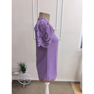 Blusa da donna a maniche corte con scollo a V e maniche in pizzo, modello Dubai, 36553 - <span class=keywords><strong>Lilla</strong></span> - Product Image 5