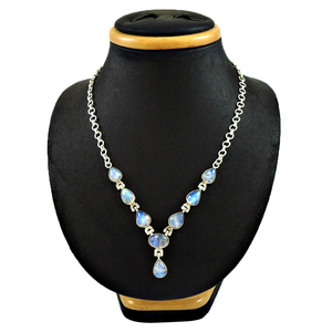 Collar llamativo de piedra lunar arcoíris de alta calidad de Plata de Ley 925, piedras preciosas naturales, aspecto Vintage, joyería fina para regalo de mujer - Product Image 4