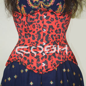 Corsé de Lencería Rojo con Estampado de Leopardo sin Tirantes - Product Image 4