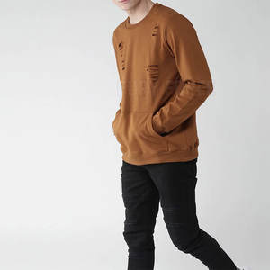 Haute qualité 100% coton High Street Style hommes sweats personnalisé de haute qualité Heavy Duty Sweatshirt en détresse - Product Image 3