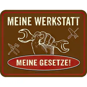 เวิร์กช็อปของฉัน-กฎเกณฑ์ของฉัน! ป้ายโลหะพรีเมียมสำหรับจัดแสดงในสตูดิโอศิลปะโลหะหรือโรงงาน - Product Image 1