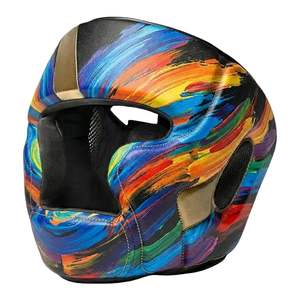 Protège-tête de boxe blanc élégant, protection complète des joues, léger, bordure noire, casque d'entraînement professionnel MMA pour le sparring - Product Image 2