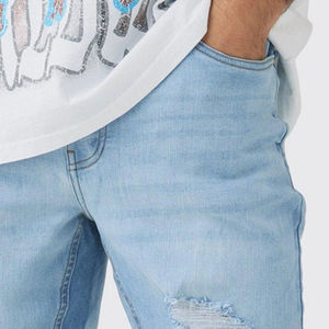 Pantalones Vaqueros de Mezclilla para Hombre, Estilo Único, Tendencia en Ropa de Exterior, para Clima Cálido, Verano, Ajustados y Desgastados - Product Image 4