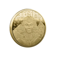 Pièce commémorative personnalisée par le fabricant, en argent et or, représentant une pyramide grecque antique, un dieu soleil égyptien et une reine