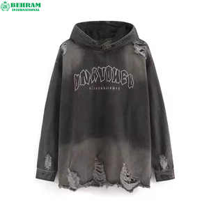 Vente en gros de sweat à capuche personnalisé épais en coton French Terry, délavé à la pierre, respirant, écologique, style vintage américain, effet usé et délavé à l'acide - Product Image 6