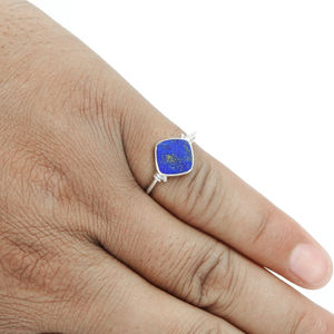 Best Selling New Design 925 Sterling Silver Natural <b>Lapis</b> <b>Lazuli</b> Gemstone Cushion Shape <b>Ring</b> Handmade Jewelry Wholesale Supplier - Product Image 2
