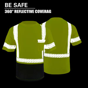 Ropa de seguridad de trabajo transpirable de alta visibilidad Camiseta de seguridad con cinta reflectante de manga corta para ropa de trabajo al por mayor Camiseta - Product Image 6