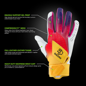Gants de frappe de baseball en cuir pour jeunes et adultes, prix de gros, logo personnalisé, rembourrage en néoprène - Product Image 2