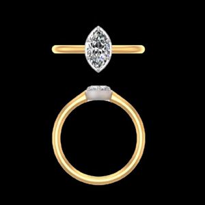 Anillo de compromiso de oro amarillo de 14k y 18k con diamante marquise de 0.75 quilates, anillo de boda minimalista solitario, joyería fina, regalo para mujer - Product Image 3