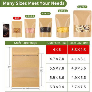 ถุงใส่กระดาษคราฟท์แบบตั้งได้4x6นิ้วถุงซิปล็อคกันกลิ่นเปิดปิดได้ใส - Product Image 2