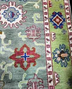 Haute qualité coton 7x10 moderne Oushak tapis traditionnel belle Antique noué à la main vert gris tapis abstrait salon PET - Product Image 5