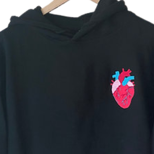 Sudadera con capucha con bordado de corazón anatómico Unisex jersey negro de gran tamaño algodón polar Casual Streetwear suave cálido invierno sudaderas con capucha venta - Product Image 6