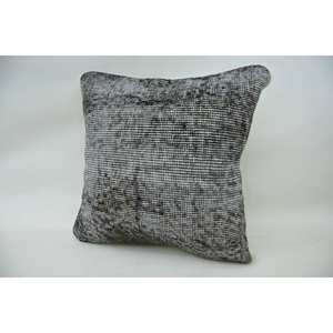 Gray Houndstooth Wool Pillow 16x16 Inch Decorative <b>Cushion</b> Vintage Embroidered Kantha Patchwork Floral & Square Patterns - Product Image 3