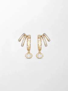 Pendientes de Diamantes Cultivados en Laboratorio con Diseño de Puntos, 1.22 Ct, Color GH, Claridad VS, 62 Piedras, Oro Amarillo de 18K, Diseño Divertido y Disperso - Product Image 1