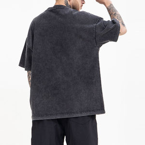 2025 OEM de alta calidad lavado ácido 100% algodón hombres Vintage Streetwear secado rápido transpirable camiseta al por mayor negro - Product Image 5