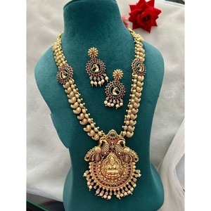 Premium Quality Temple <b>Jewelry</b> <b>Set</b> with <b>Gold</b> Tone Lakshmi Necklace <b>Set</b> for Bridal and Wedding Wear <b>Jewelry</b> for Women - Product Image 1
