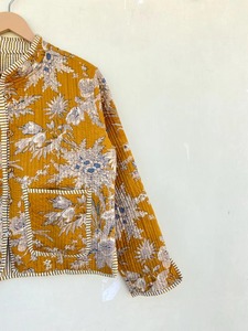 เสื้อโค้ทลำลองสำหรับผู้หญิงสำหรับฤดูหนาว พร้อมลายพิมพ์บล็อกด้วยมือ แจ็คเก็ตผ้าควิลท์ ทำด้วยมือ ผ้าสำหรับผู้หญิง เทคนิคการซักแบบวินเทจ สไตล์ใหม่ - Product Image 3