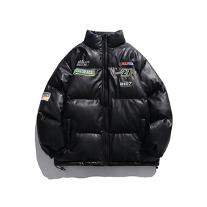 Doudoune en cuir avec logo personnalisé OEM pour hommes Blouson aviateur en cuir personnalisé Écusson brodé sur mesure Doudoune pour homme - Product Image 2
