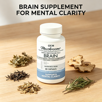 Capsules de champignons cérébraux Mycobotanicals en gros pour OEM, supplément de clarté mentale à base de Crinière de lion, Reishi et Cordyceps, 60 unités