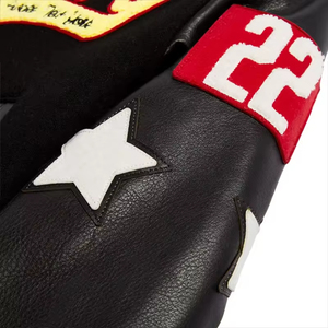 แจ็กเก็ตบอมเบอร์เสื้อหนาวงานตามสั่งเสื้อแจ็คเก็ตขนสัตว์แขนหนังปักลายสไตล์ฮิปฮอปแจ็กเก็ต - Product Image 2