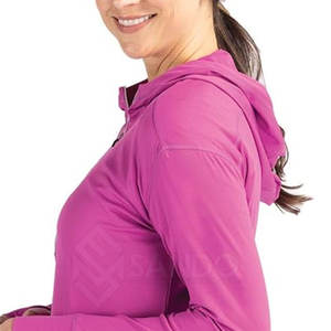 Servicio OEM al por mayor mejor diseño mujeres media cremallera Sudadera con capucha ligera de color sólido mujeres media cremallera Sudadera con capucha - Product Image 5