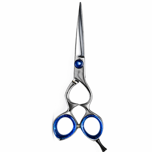 Ciseaux de coiffure professionnels en acier inoxydable, ciseaux de barbier, outil de coiffure de salon avec étui en cuir, manche bleu, qualité supérieure - Product Image 1