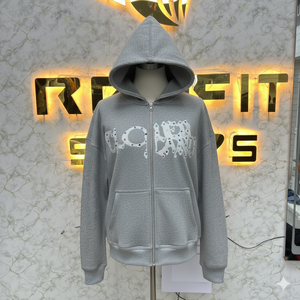 Sweat à capuche zippé imprimé en relief, édition sport, coupe parfaite, très demandé, fabriqué en usine, prix bas, sweat à capuche pour hommes - Product Image 3