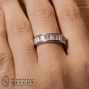 Baguette Cut Diamond Full Eternity Wedding Band para mujer - Product Image 3